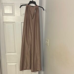 Elegant Tan Halter Dress